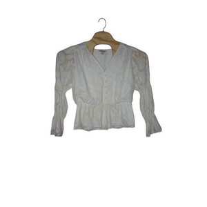 Elizabeth & James Women's Sz‎ Medium White Peplum Floral Summer Blouse